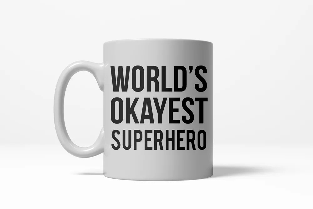 Worlds Okayest Superhero Funny Nerdy 11oz Ceramic Coffee Mug