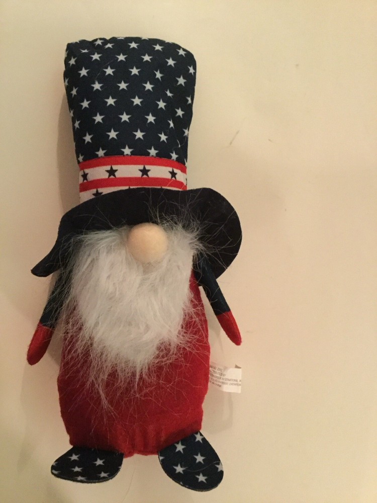New Years Uncle Sam Gnome doll patriotic USA table top stars centerpiece 11 inch-image