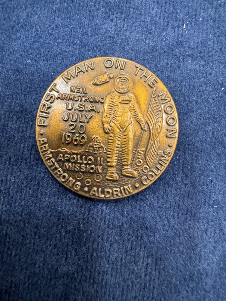 1969 BRONZE MEDALLION COIN MISSOURI PACIFIC RAILROAD MAN ON THE MOON MO-PAC