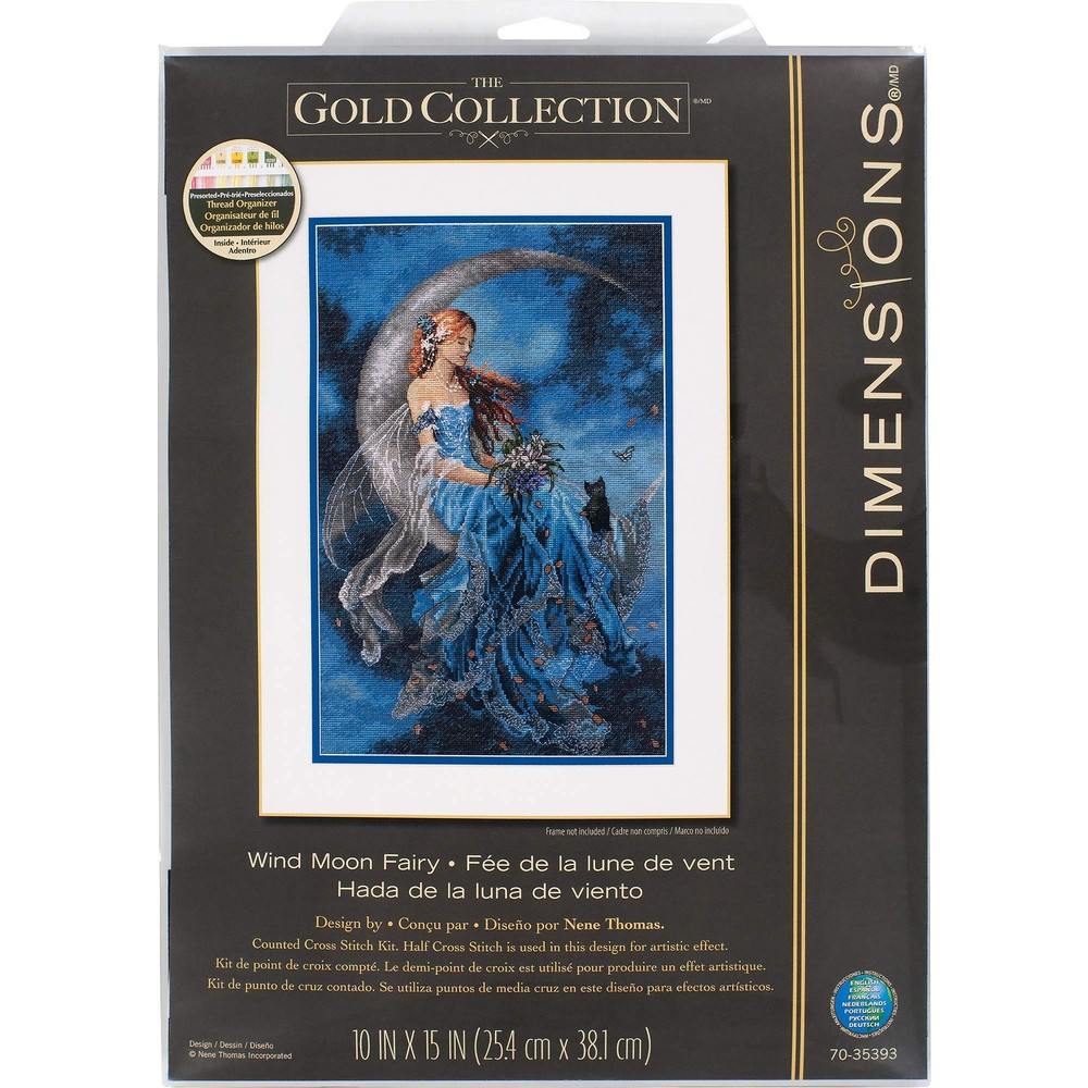 70-35393 Wind Moon Fairy Gold Collection Counted Cross Stitch Kit, 16 Count G...