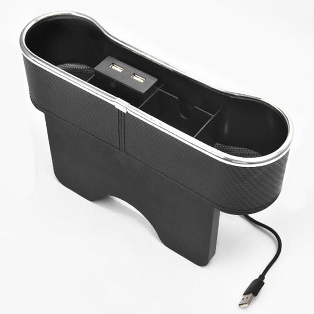 Car Seat Gap Catcher Filler Storage Box Pocket Organizer Cup Holder W/2 USB Port