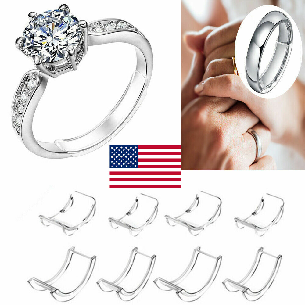 8Pcs Ring Size Adjuster Invisible Clear Ring Sizer Jewelry Fit Reducer Guard US
