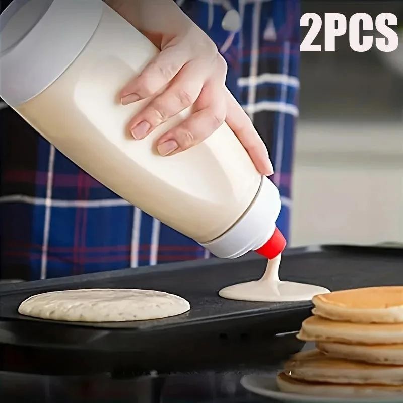 Pancake Batter Mixer Bottle with Whisk Ball Cupcake Muffin Crepe Dispenser