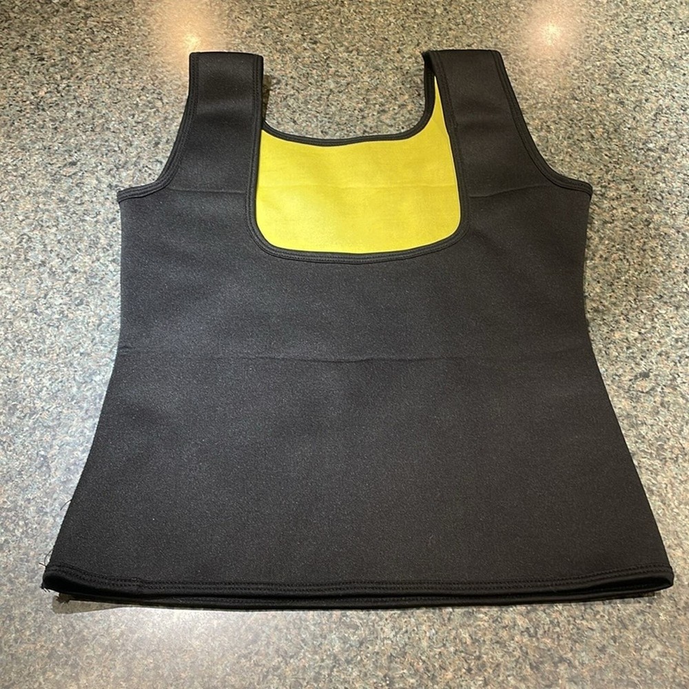 Women's neoprene underbust corset top for slimming in black and yellow