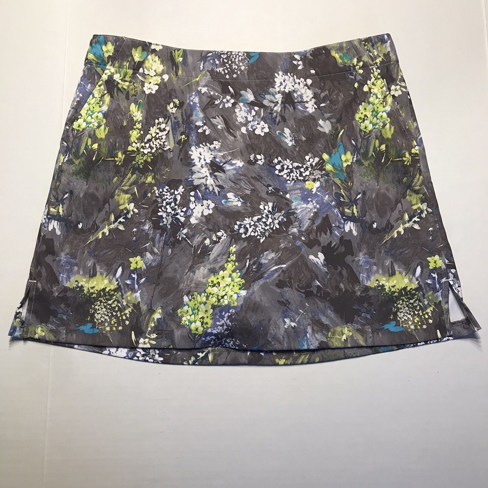 Lady Hagen Size 10 Gray Floral Athletic Golf Stretch Sports Pockets Skirt
