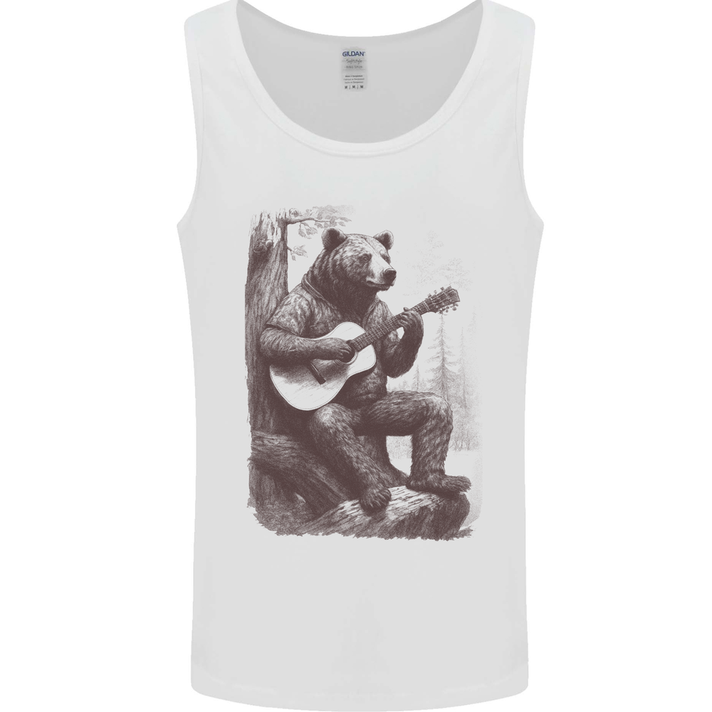 A Cool Bear Playing the Acoustic Guitar Mens Vest Tank Top