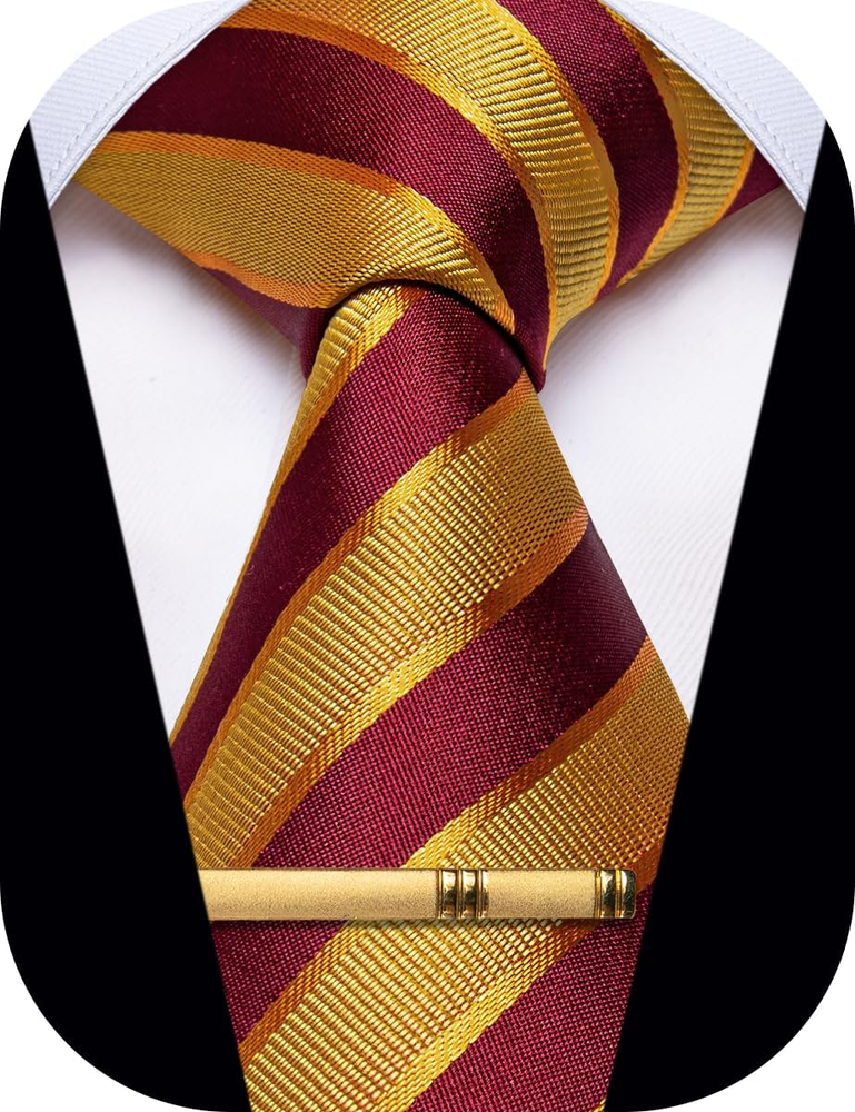 Men'S Neckties Striped Tie and Plaid Neckties for Men Woven Silk Tie Gold Tie Cl