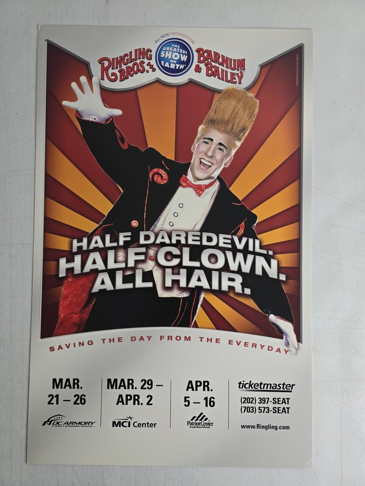 VTG Ringling Bros Barnum Bailey Circus Rigid Poster Thick Display Show Board