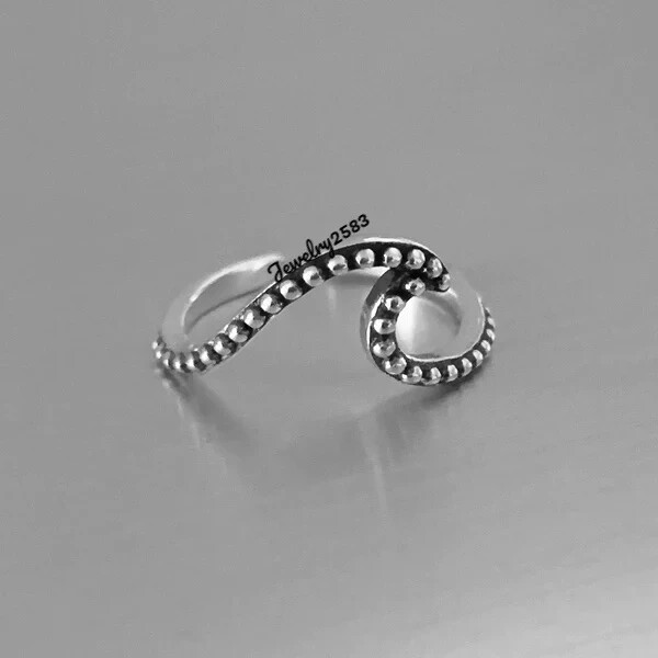 New Year GIFT 4 WOMEN'S Solid Metal Big Wave Adjustable Toe ring 925 Silver-image