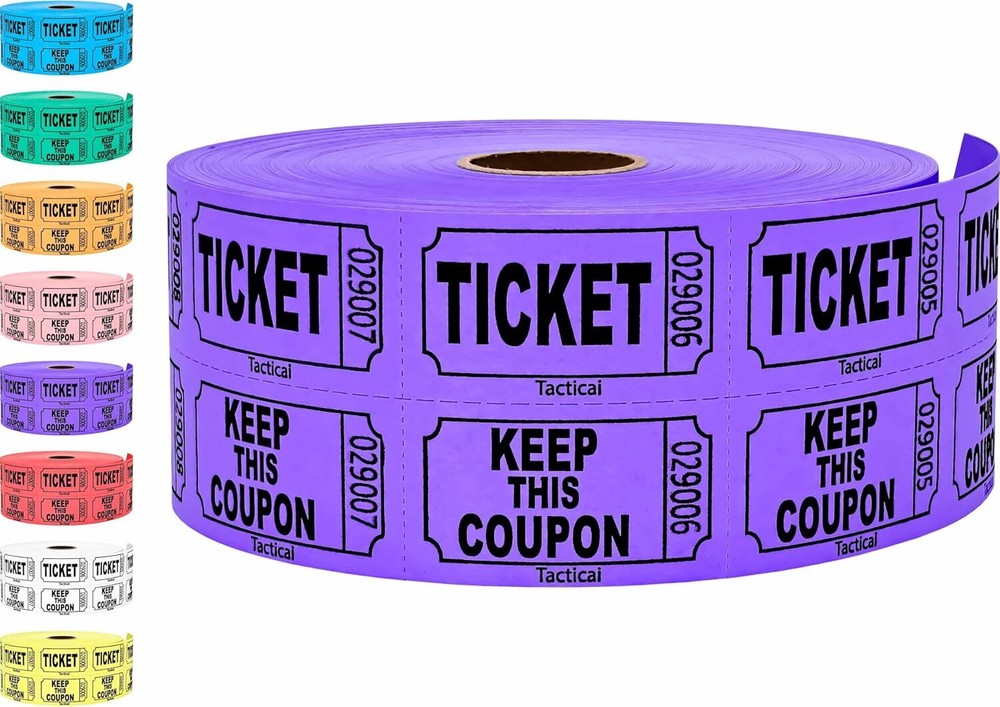 1000 Tacticai Raffle Tickets, A - Double Roll - 1,000 Tickets - Keep - Purple