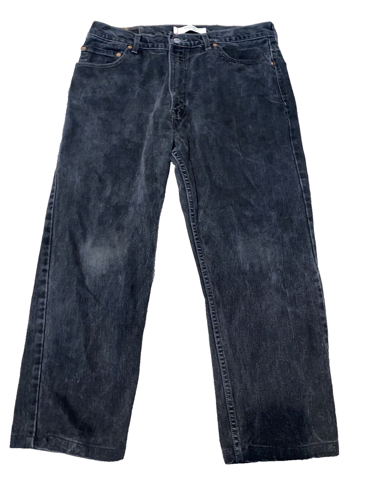 Vintage Levis 505 Mens Size 36 X 34 Black Denim Jeans Straight Leg Regular Fit