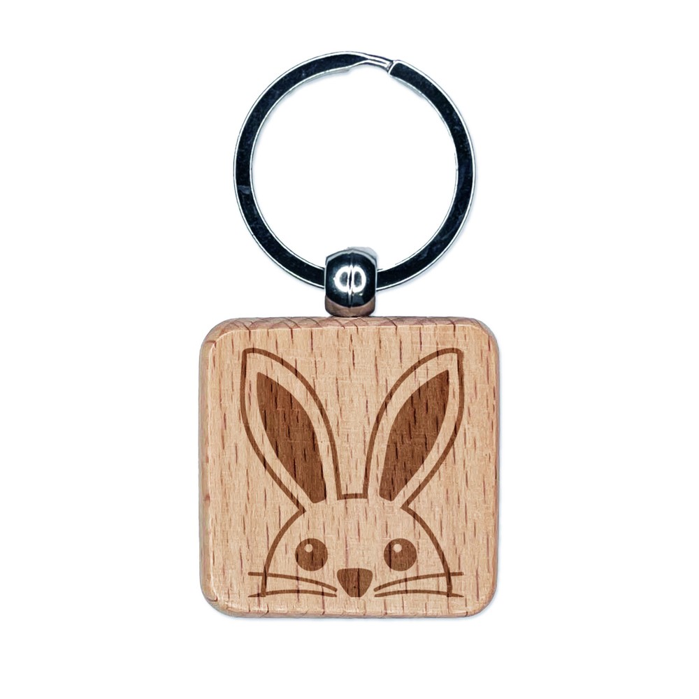 Adorable Bunny Rabbit Engraved Wood Keychain Charm Gift