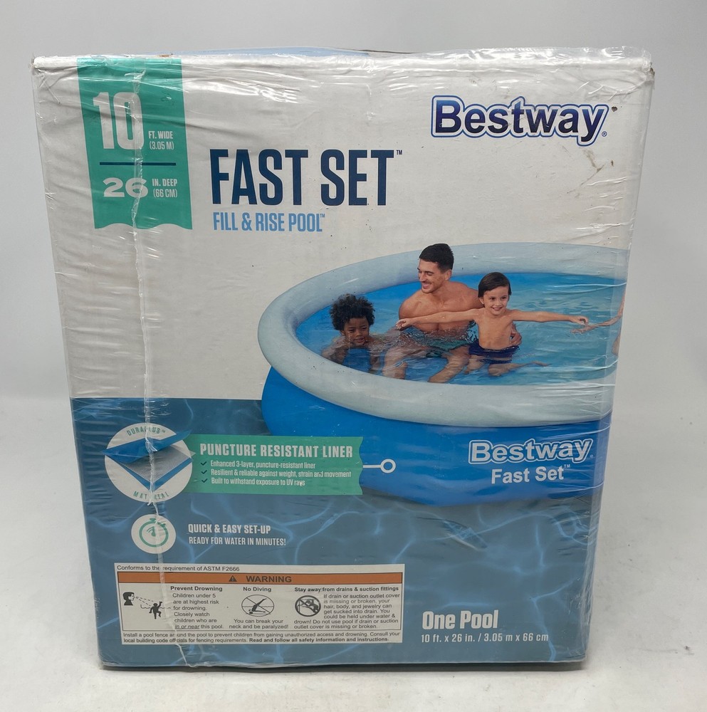Bestway Fast Set 10ft x 26in Round Inflatable Pool Set with Pump