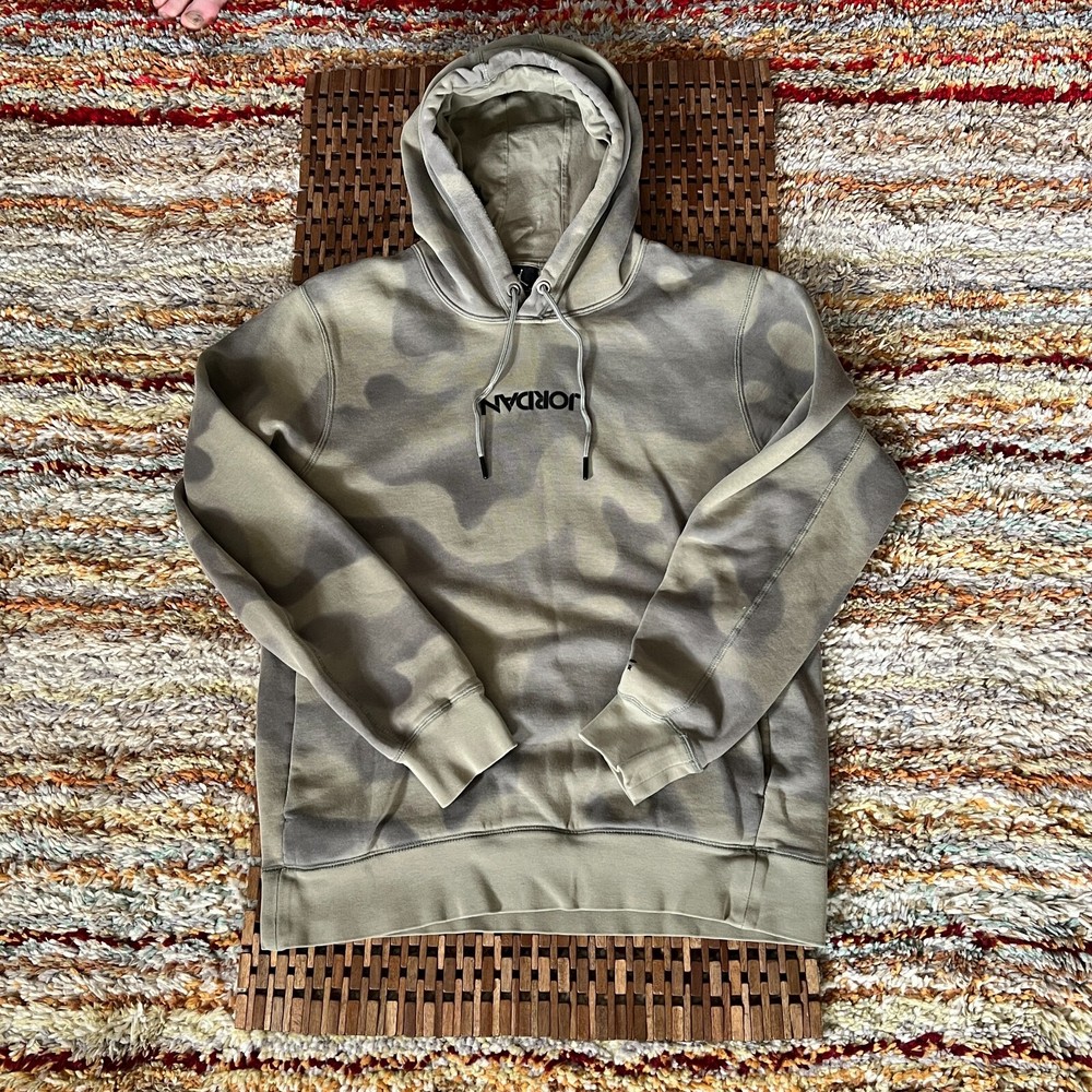 Nike Air Jordan Camo Upside Down Logo Hoodie Hoody Pullover Green Men's Medium M