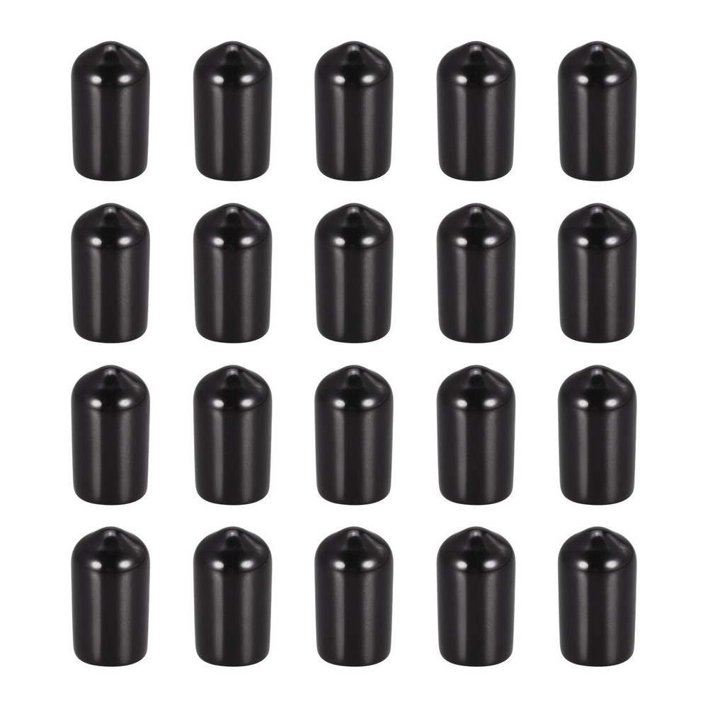 20-Pack 8.5mm Black Rubber Screw Thread Caps for Bolt Protection