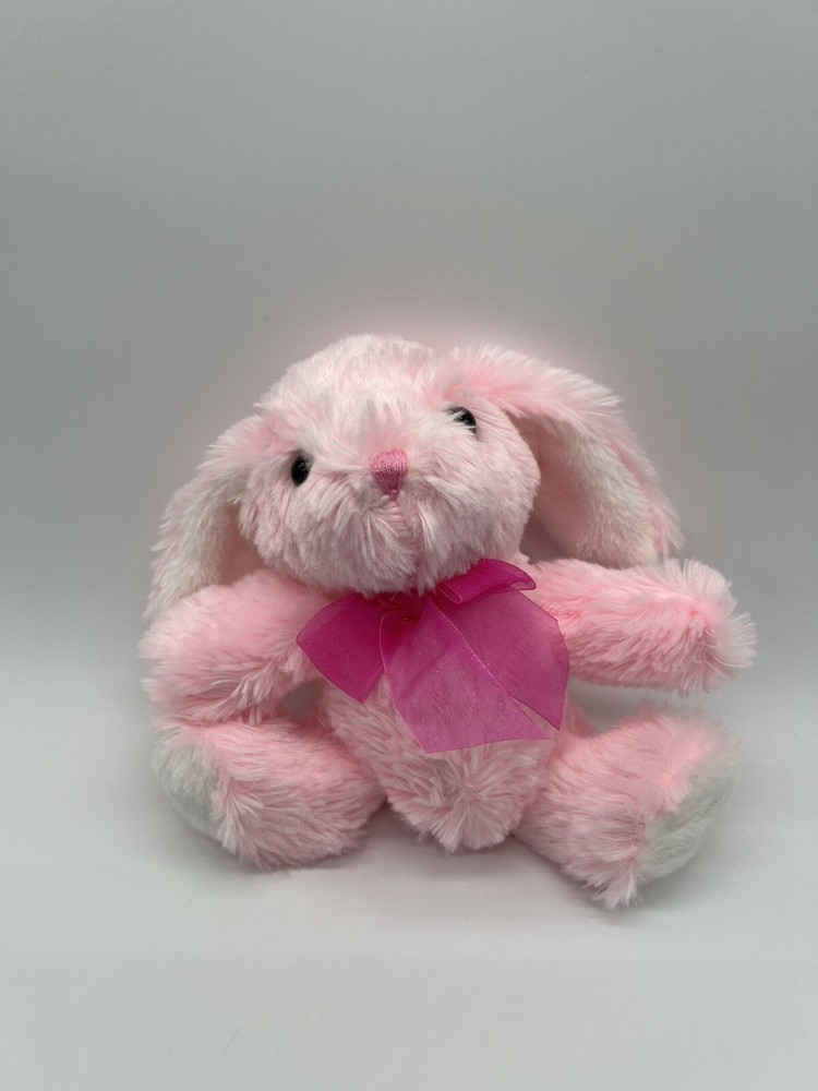 Dan Dee Bunny Rabbit Plush Stuffed Animal Toy Small Pink 7” With Bow