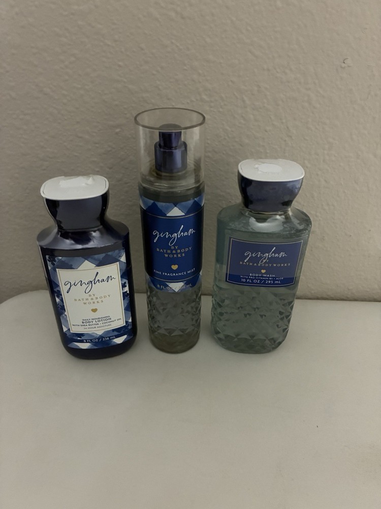 Bath & Body Works Gingham Mist Spray, Body Lotion & Body Wash 3 PC Set New
