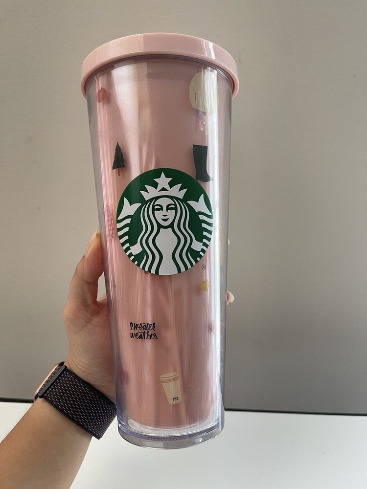 Starbucks x Ban.do Pink Sweater Weather 24oz Tumbler Cold Cup  