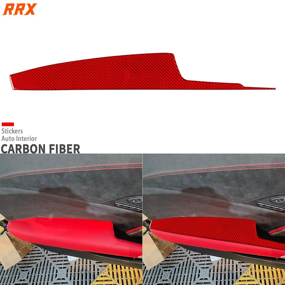 Red Carbon Fiber Driver Door Armrest Panel Trim For Chevrolet Corvette C7 14-19