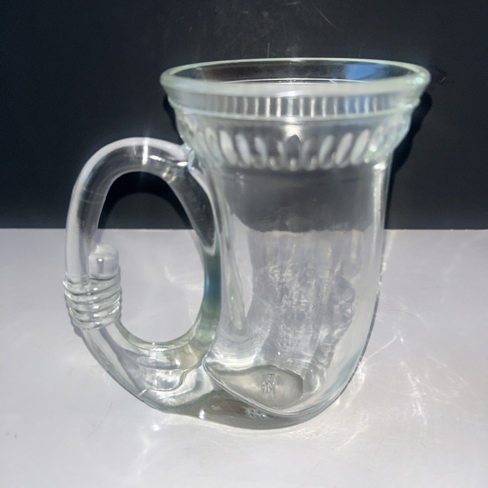 WMF German Clear Horn Glass Mug 12 oz Bar Ware Beer Stein Thick VTG