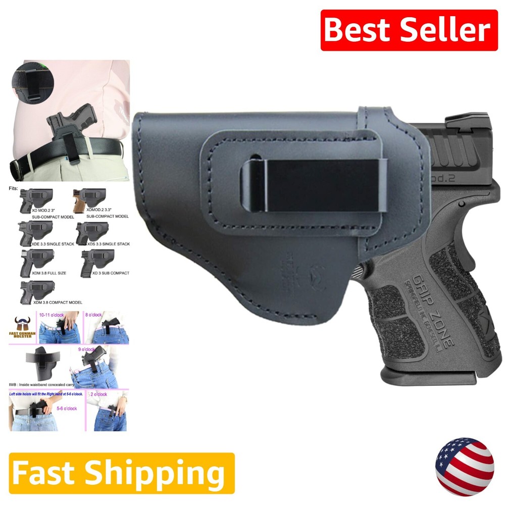 Adjustable IWB Leather Holster with Left-Hand Draw for XDE 3.3