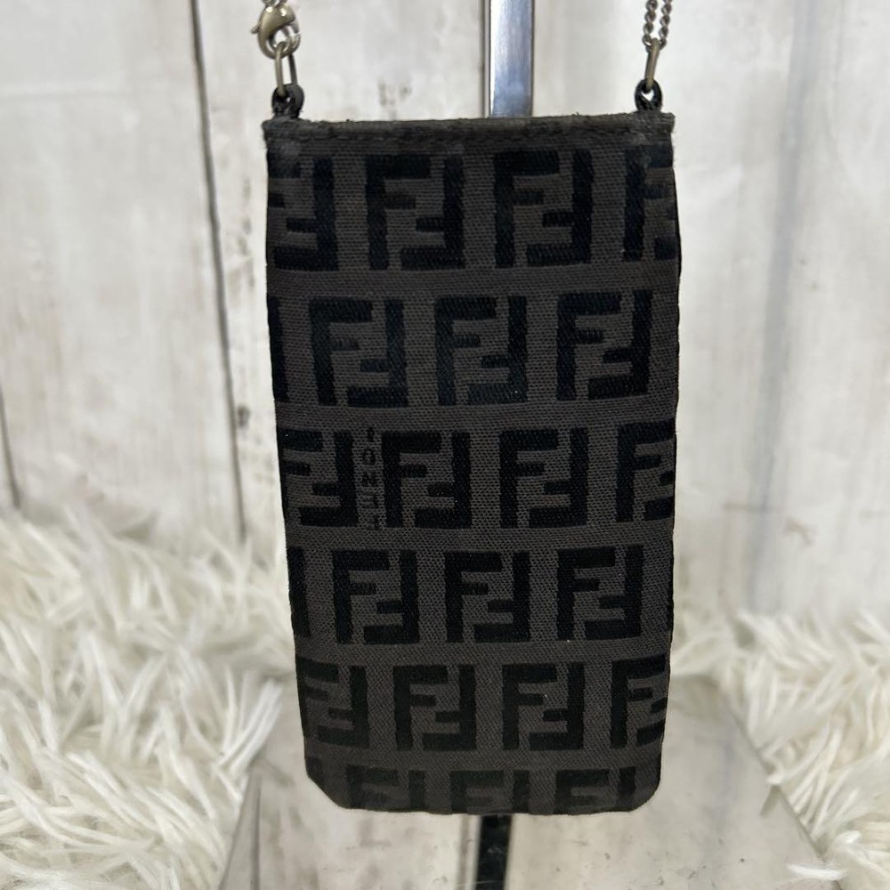 FENDI Zucca Black Canvas Shoulder Bag Authentic G02131690