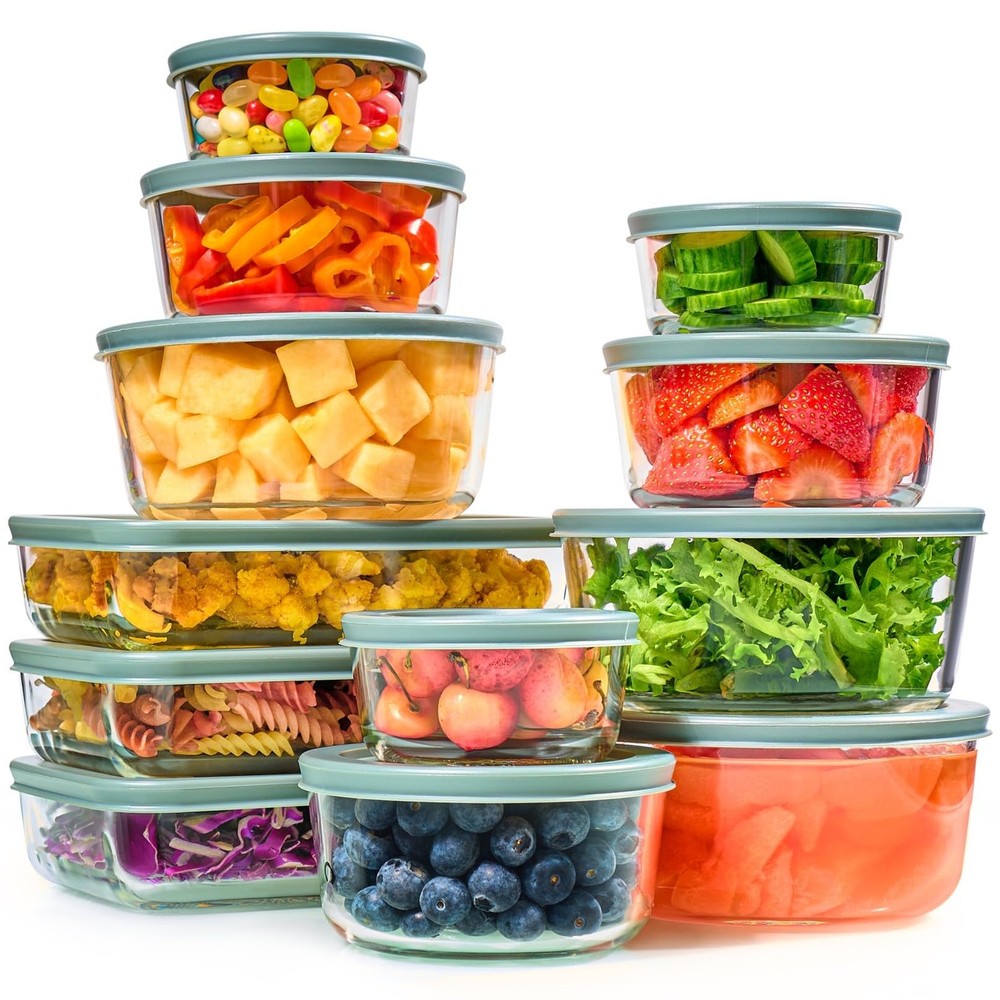 24pc Glass Food Storage Containers with Airtight Leakproof Lids