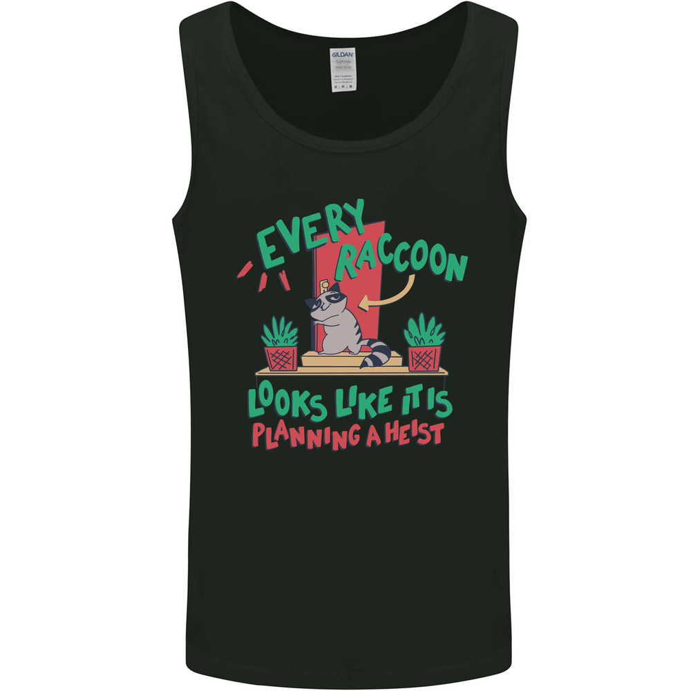 Raccoon Planning a Heist Funny Animal Mens Vest Tank Top