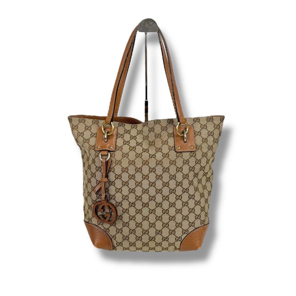 Gucci GG Canvas Tote Bag with Interlocking Charm Shoulder Handbag