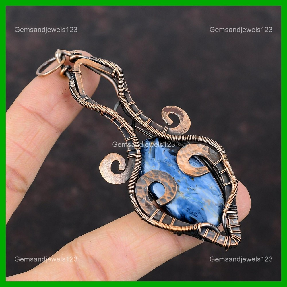 Copper Oval Pietersite Gemstone Wire Wrapped Pendant for Daughter Mothers Day Gift