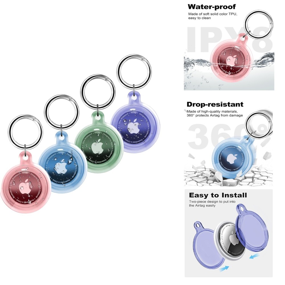 4 Pack Waterproof Airtag Keychain Holder for Apple Air Tags