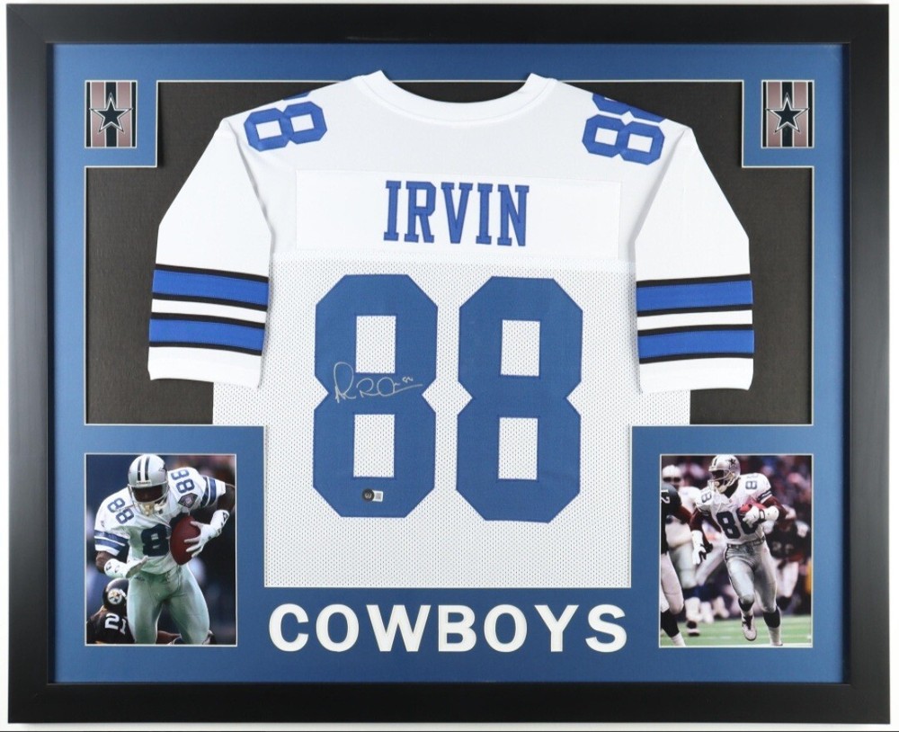 Michael Irvin Signed 35x43 Custom Framed Dallas Cowboys Jersey Display BSA