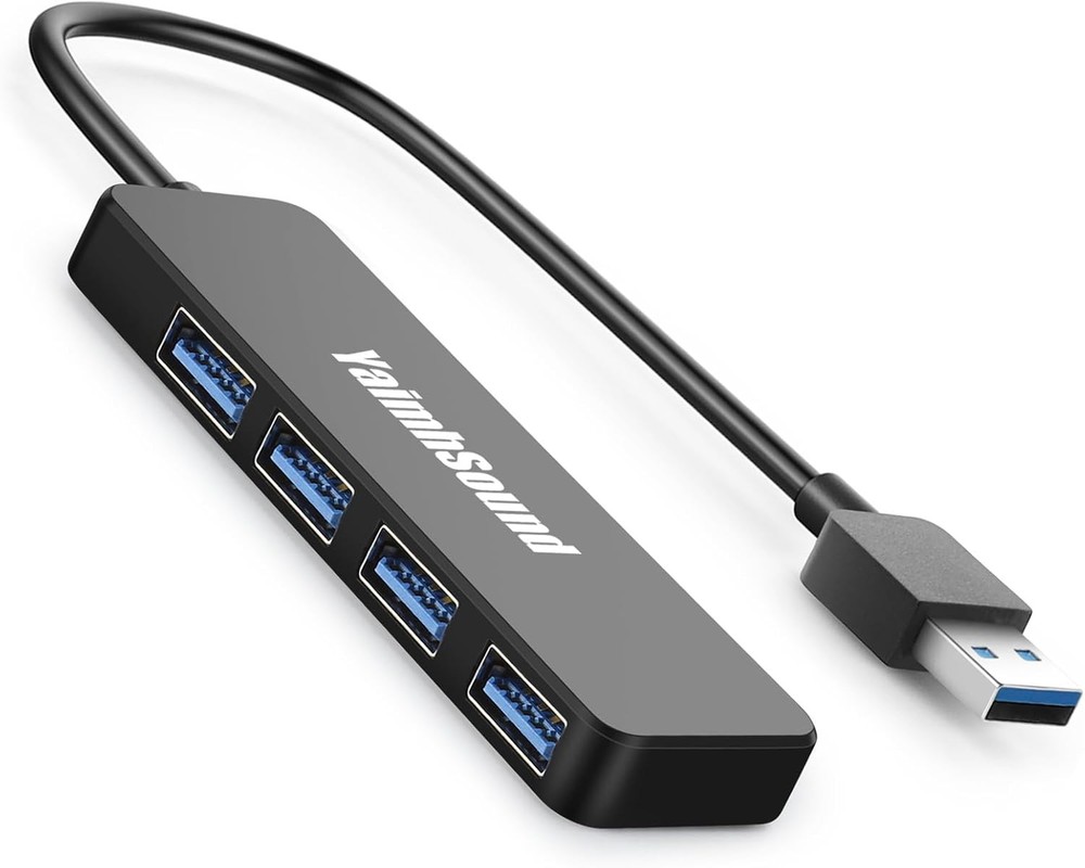 4-Port USB 3.0 Hub for Laptop, Keyboard & More in Black by YaimhSound