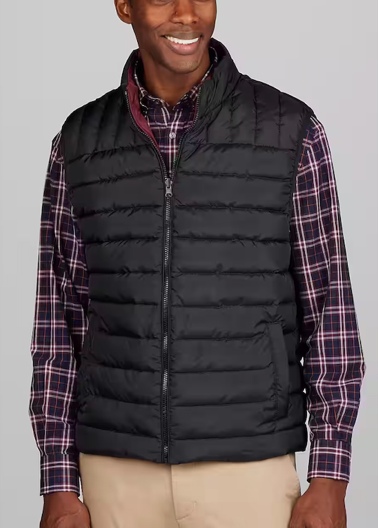 Jos. A. Bank Tailored Fit Reversible Padded Vest - Big 1X  colour:Black
