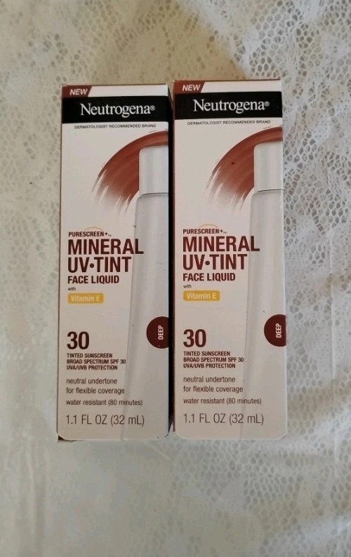 2 Pack Neutrogena Purescreen+ Tinted Mineral Sunscreen SPF 30 Deep 1.1 Oz Exp 12/26
