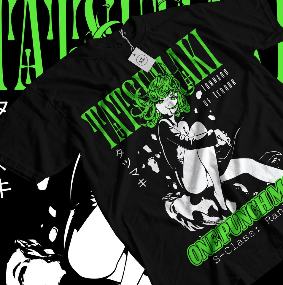 Tatsumaki T-shirt One Punch Man Anime Manga Villain Kawaii Funny Shirt Black