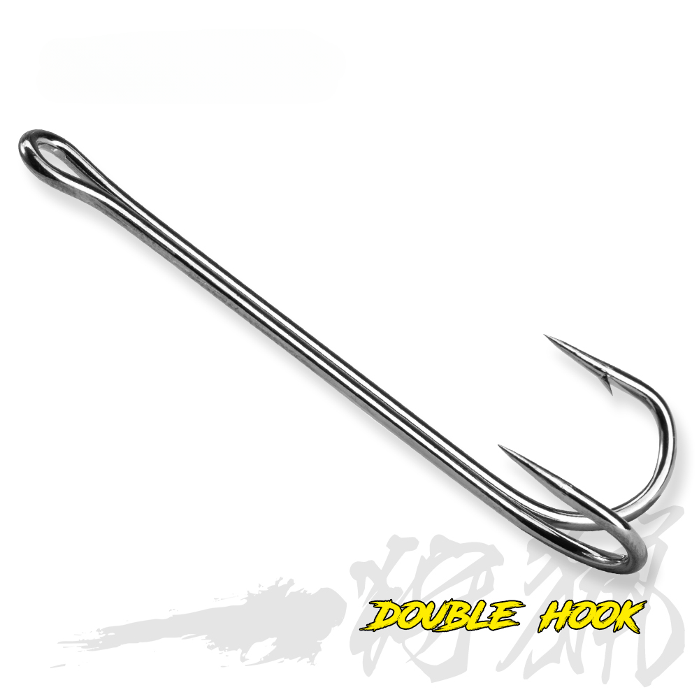 Fishing Hook Sharp Double Hook Long Soft Lure Sharp High Carbon Steel New US
