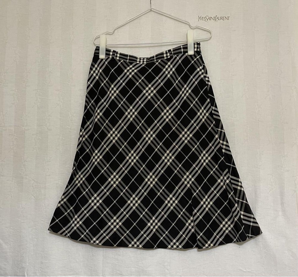 Burberry London Nova Check Skirt Size 42 Beige Plaid Vintage