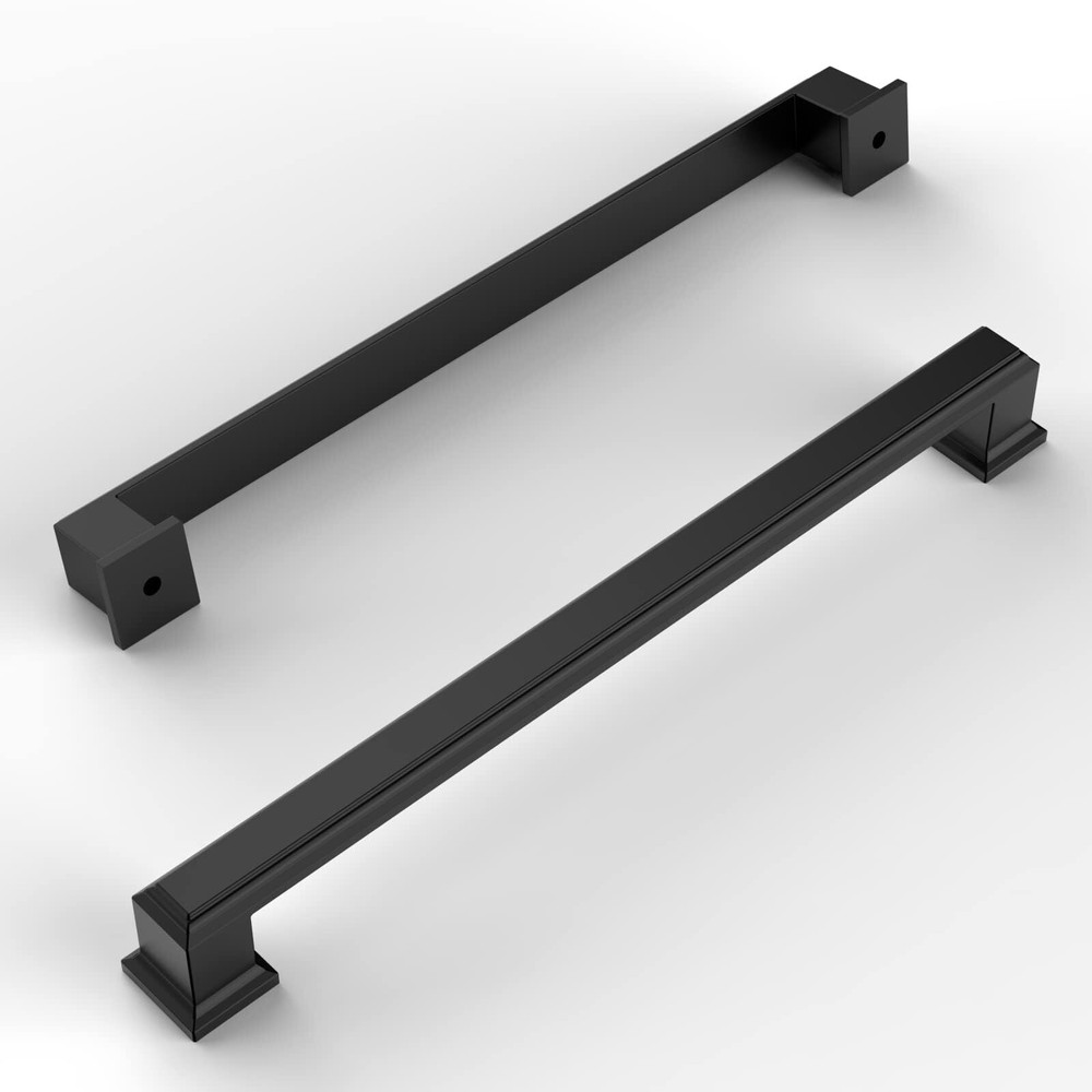 10 Pack Matte Black Cabinet Pulls with Gold Accents 6.3 Inch Kitchen Drawer Handles