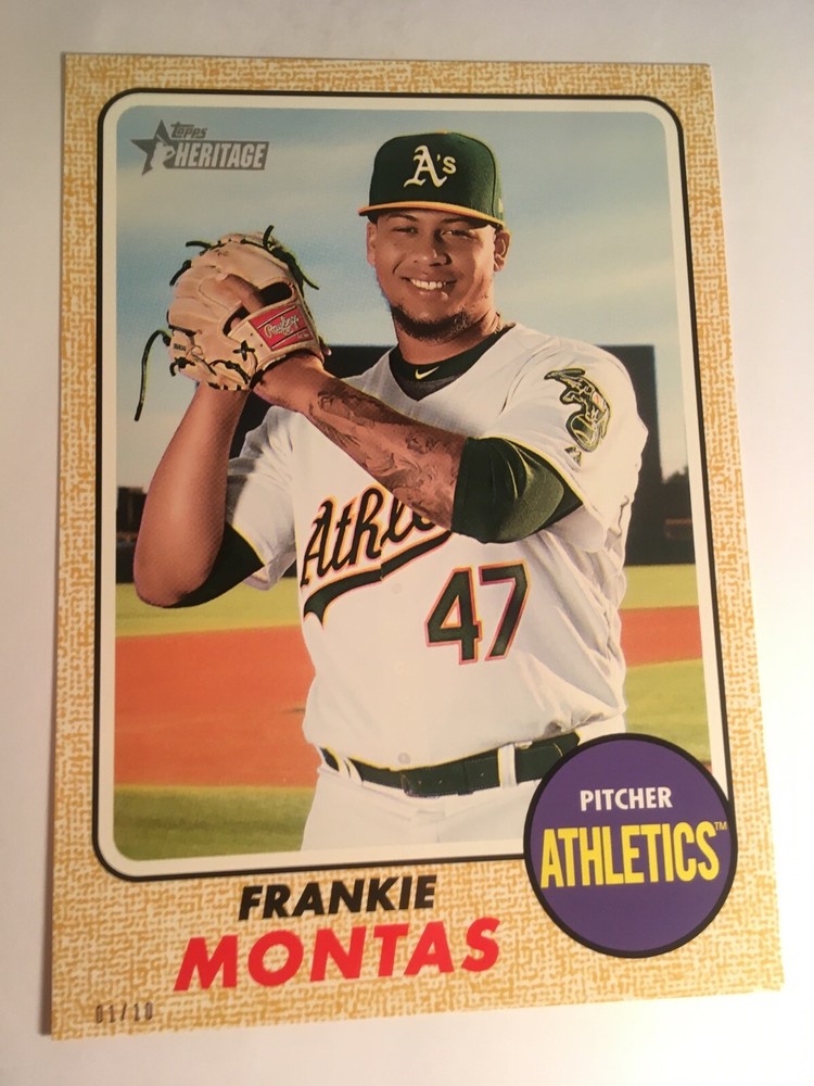 2017 Topps Heritage High Number Jumbo 5x7 Frankie Montas A's 545 #'d 01/10 Gold
