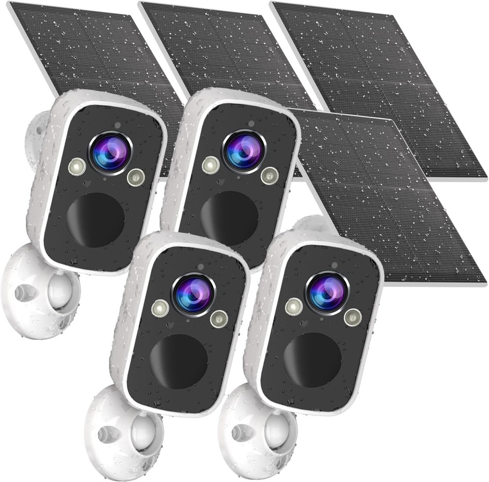 4Pack Security Cameras Wireless Outdoor,2K Battery Powered Solar Cameras for ...