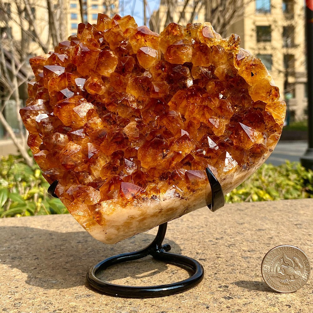 4.76LB Natural Citrine Quartz Crystal Love Decor with Bracket