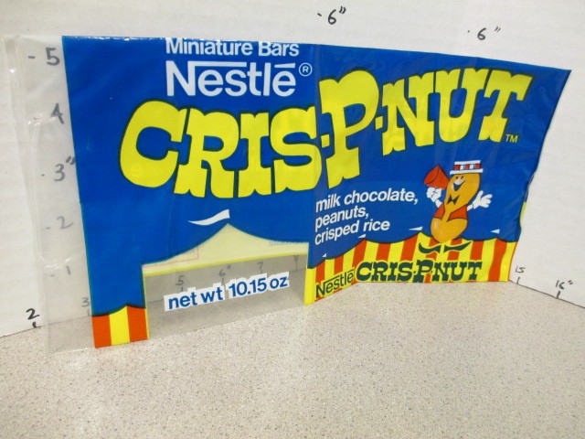 1970s Nestle Cris-P-Nut Candy Bar Wrapper Mini Bite Size Bag Williamson Co