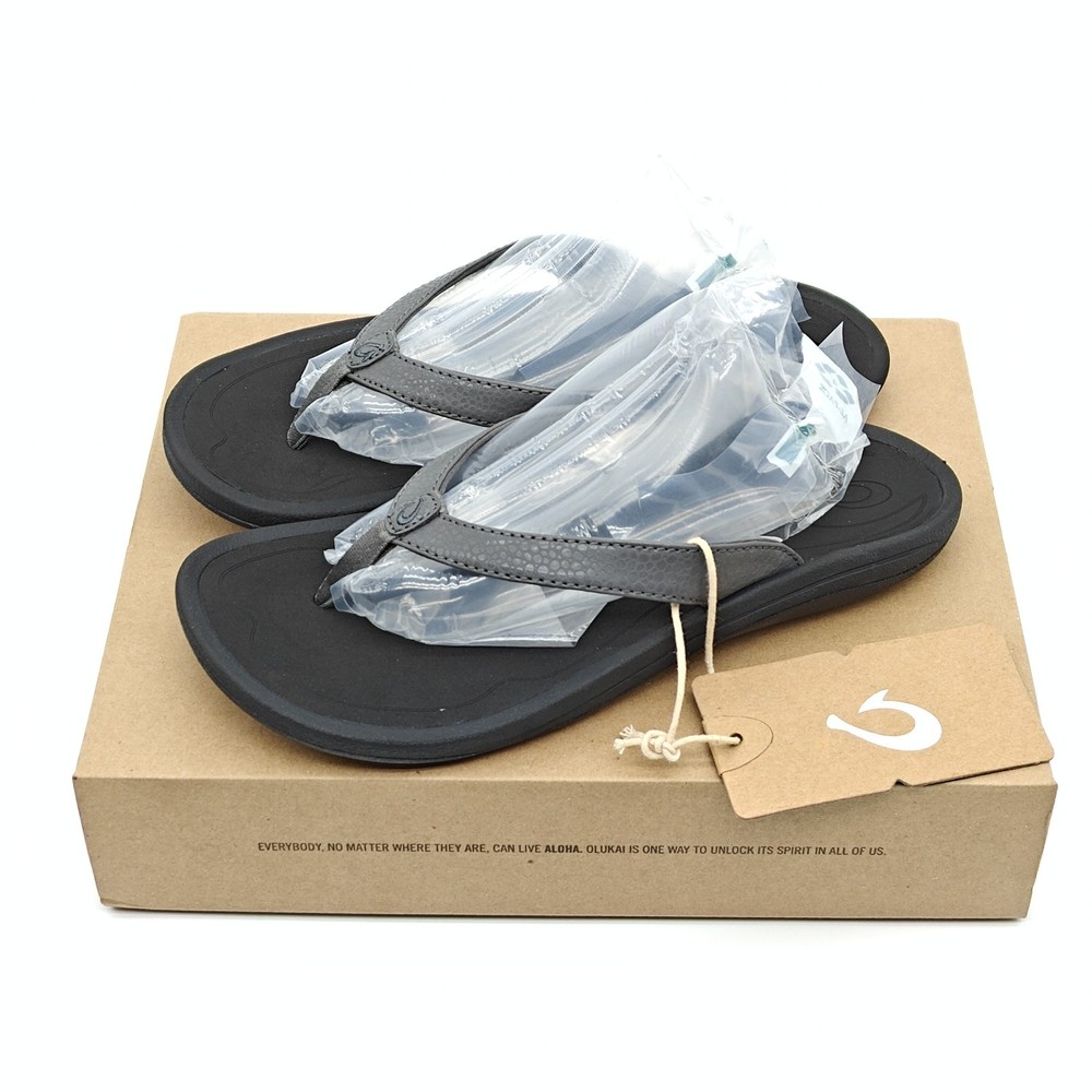 OluKai Kulapa Kai Womens Size 7 Pink Black Flip Flops 20198-4Q40