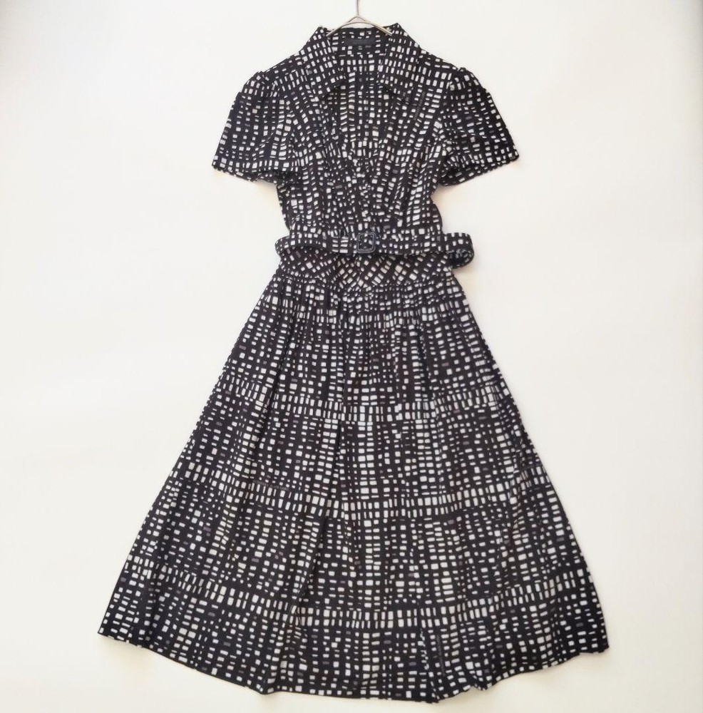 Burberry Black Label logo all-over print cache-coeur belt dress size 38 F/S from