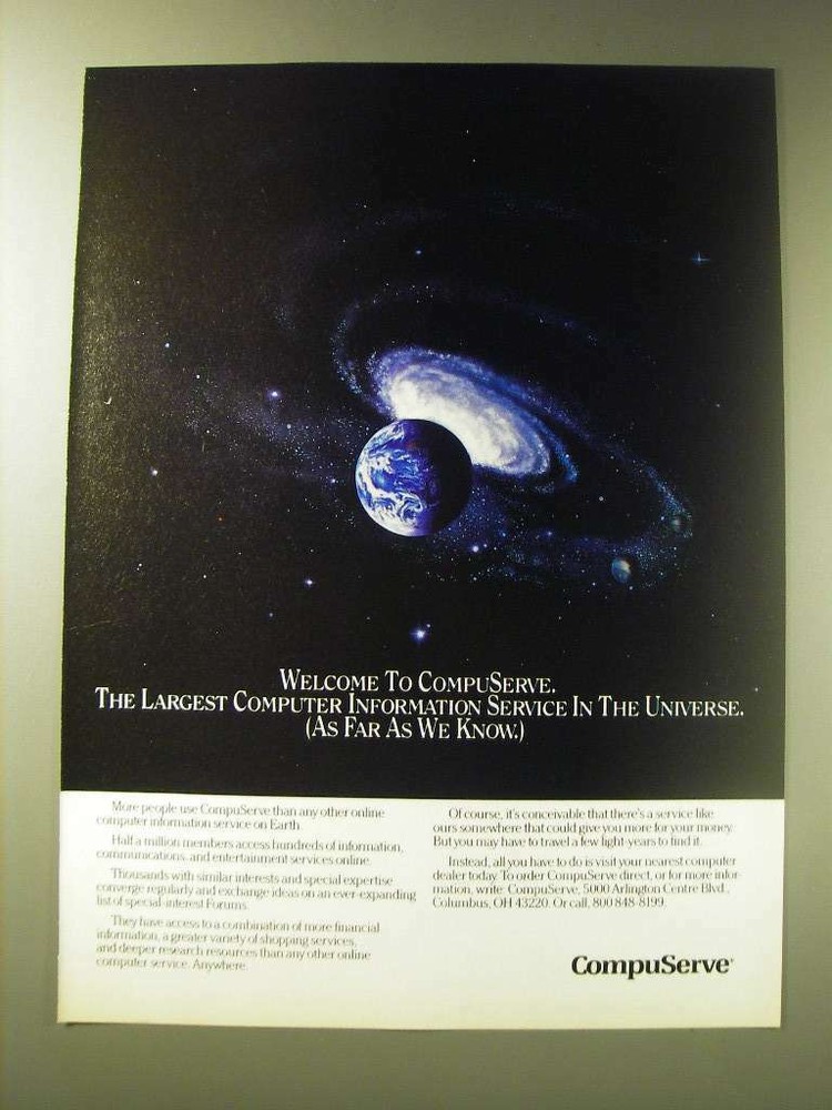 1989 CompuServe Computer Information Service Ad - Welcome to CompuServe