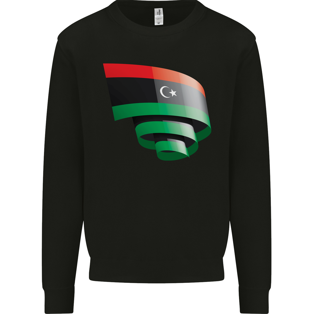 Curled Libya Flag Libyan Day Football Mens Sweatshirt Jumper
