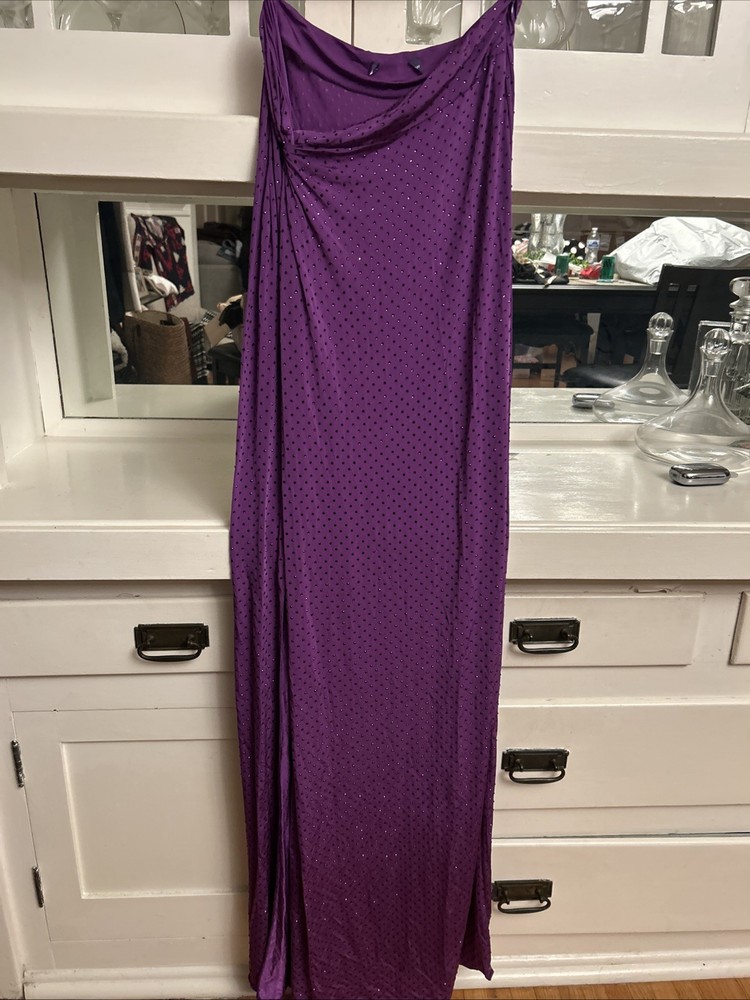 Ralph Lauren Twisted Purple Maxi Skirt With Swarovski Crystals Size S/M