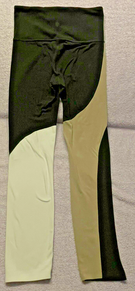 Athleta Womens XS Asym Colorblock Elation Tight Legging in Black Tan Off White