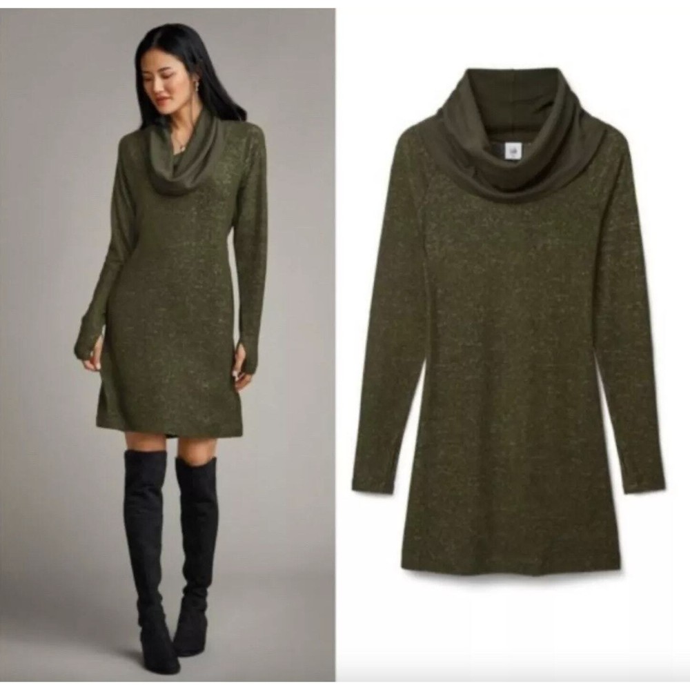 CAbi Solace Cowl Neck Cinch Back Sweater Knee Length Dress Size Med Style 4016